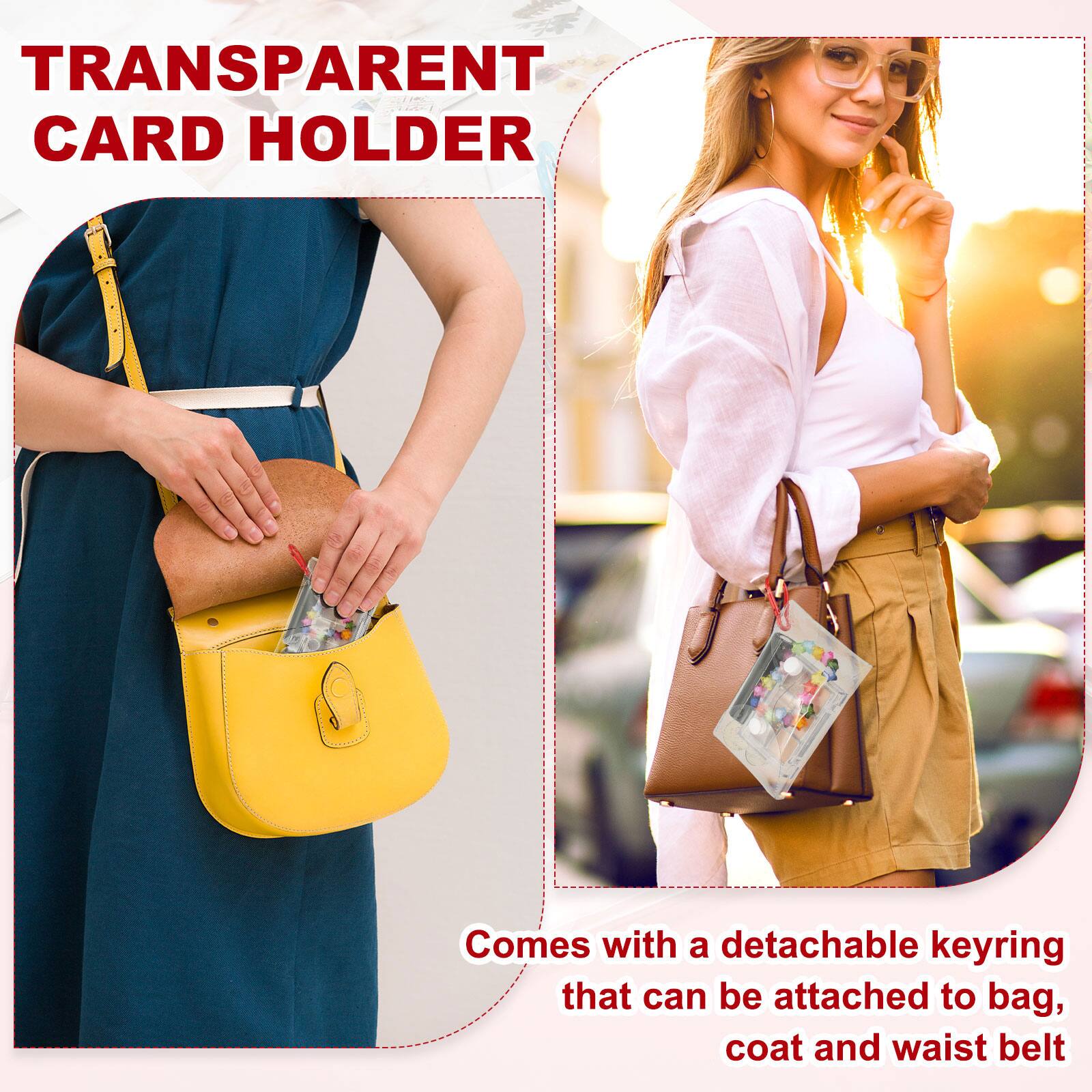 TRANSPARENT CARD HOLDER

Comes with a detachable keyring that can be attached to bag, coat and waist belt