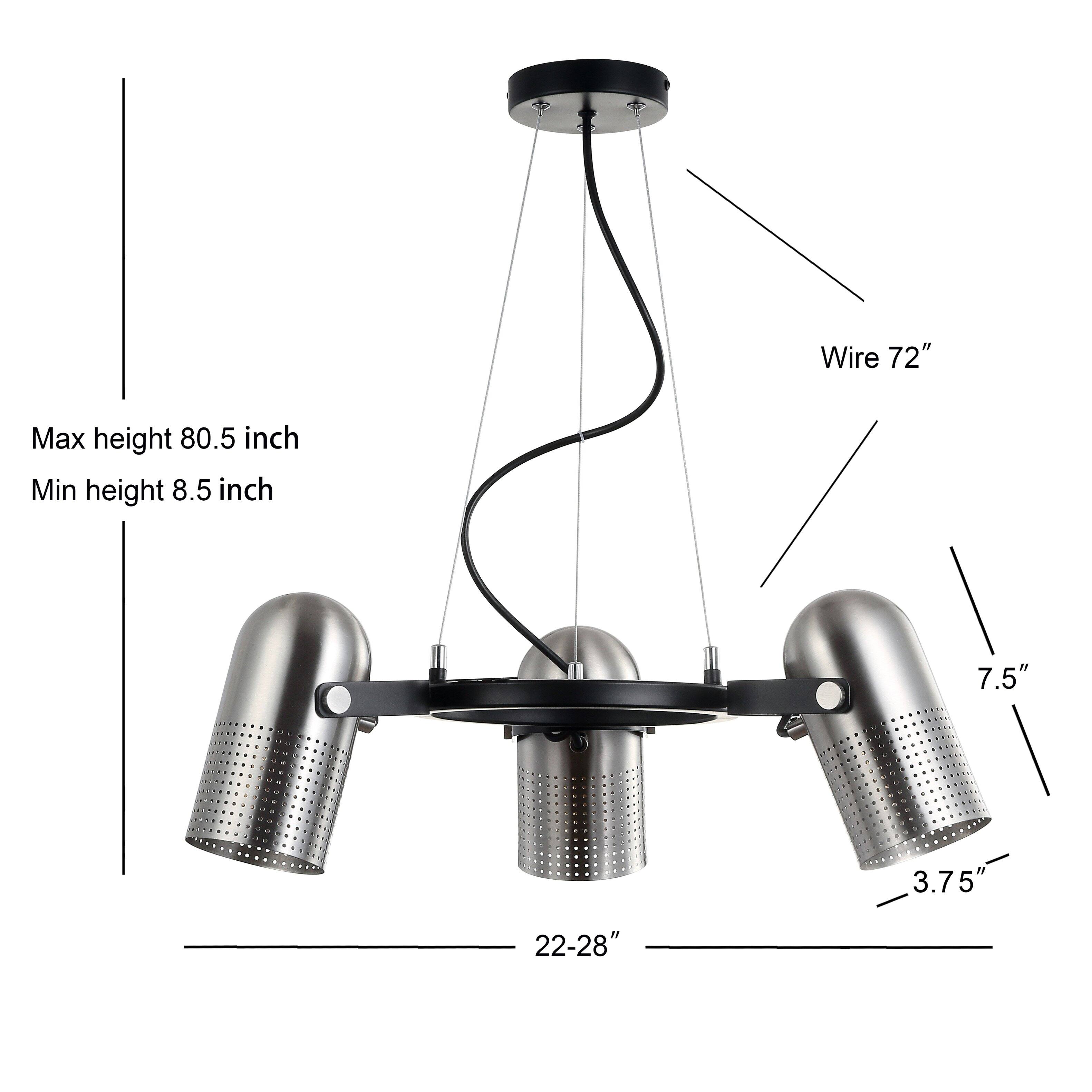 Wire 72"  
Max height 80.5 inch  
Min height 8.5 inch  
7.5"  
3.75"  
22-28"