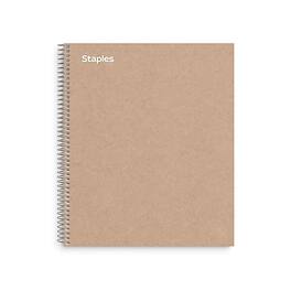 Staples - Premium 5-Subject Notebook, 8.5" x 11", College Ruled, 200 Sheets - Brown