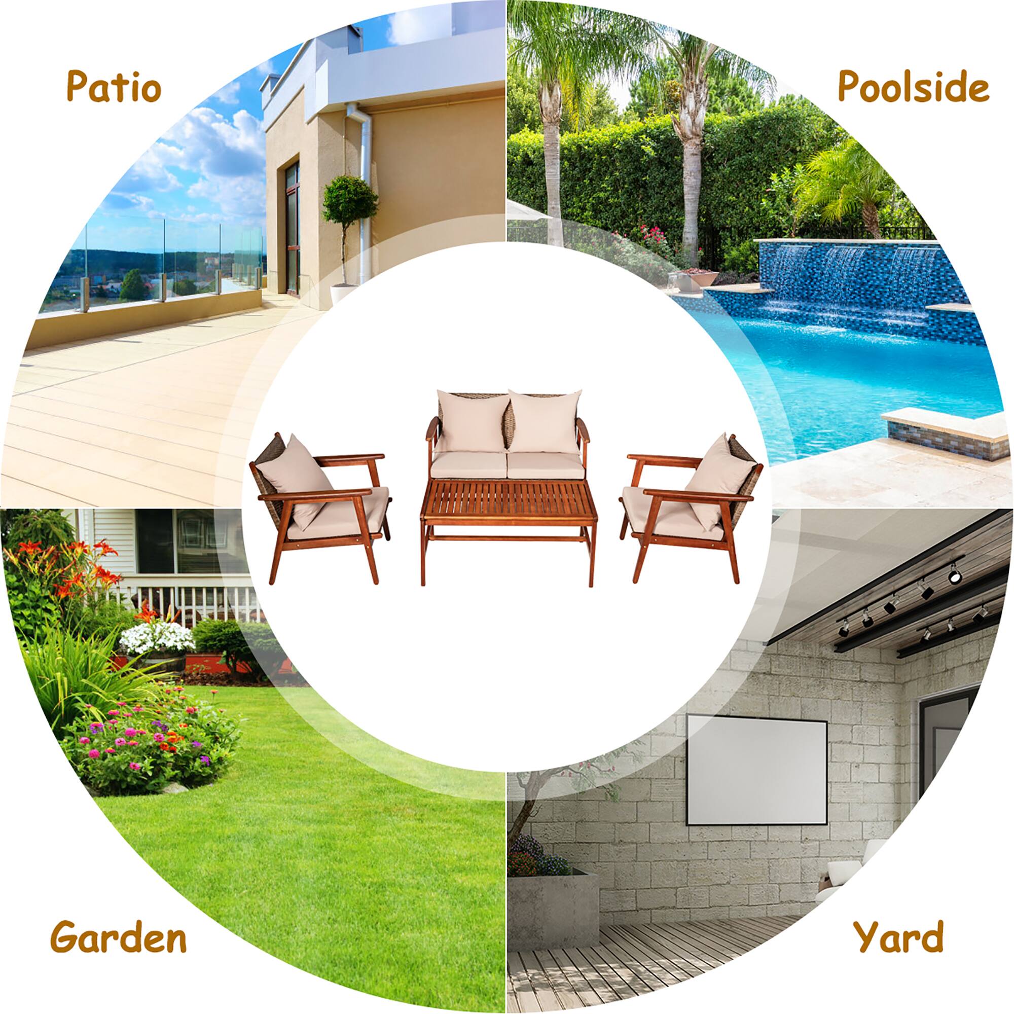 Patio, Poolside, Garden, Yard