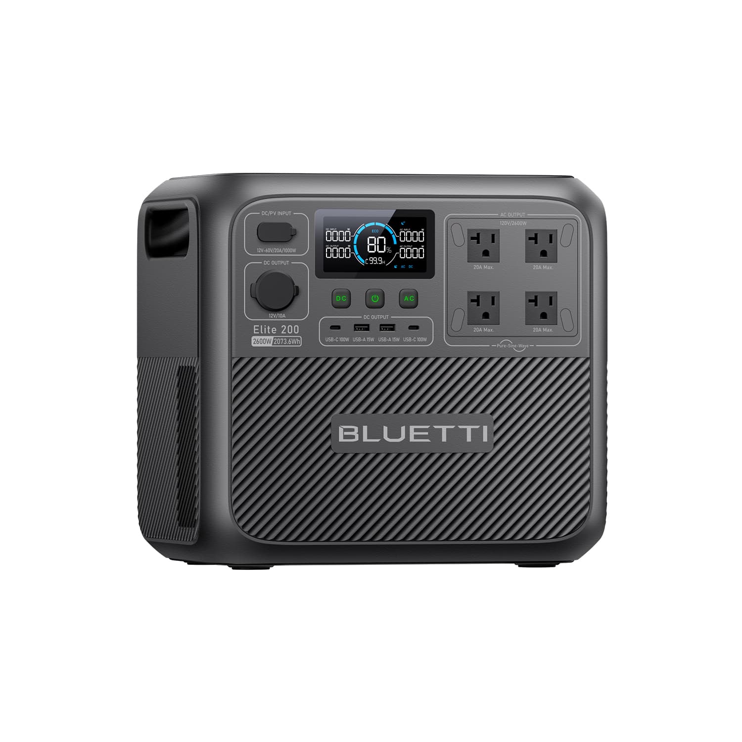 BLUETTI - 2600W Continuous/3900W Peak Output 2073Wh Portable Power Station, Push Button Start Battery Generator for Emergency Use (2073 Wh Capacity)