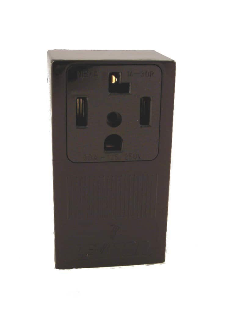 Leviton - 30A 125/250V NEMA 14-30R 3P 4W Surface-Mount Receptacle Straight Blade Side-Wired Industrial Grade - Black