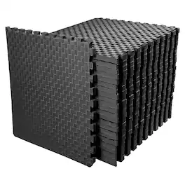 BalanceFrom Fitness - 72 Sq Ft Interlocking EVA Foam Exercise Mat Tiles - Black
