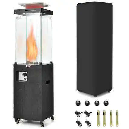 Front. Mondawe - 41,000 BTU Propane Patio Heater with Metal Hood - Black.