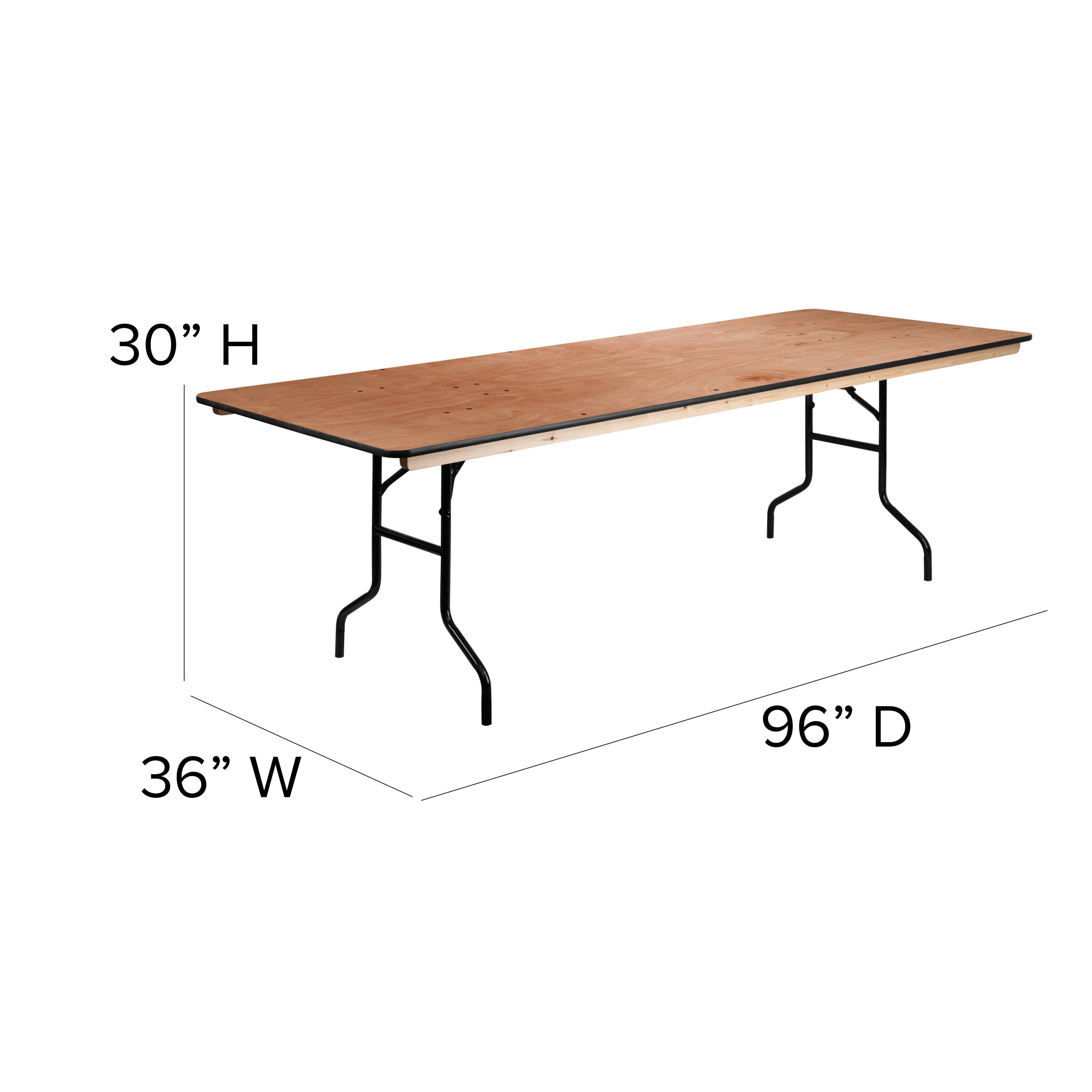 Alt View 12. Alamont Home - Fielder 8-Foot Rectangular Wood Folding Banquet Table with Clear Coated Finished Top - Natural.
