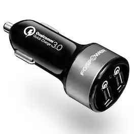 FosPower - QC 3.0 USB Car Charger For iPhone 16 Pro Max Plus, 36W USB Car Adapter Dual Port Quick Charge Fast Port For iPhone 15 14 - Multi