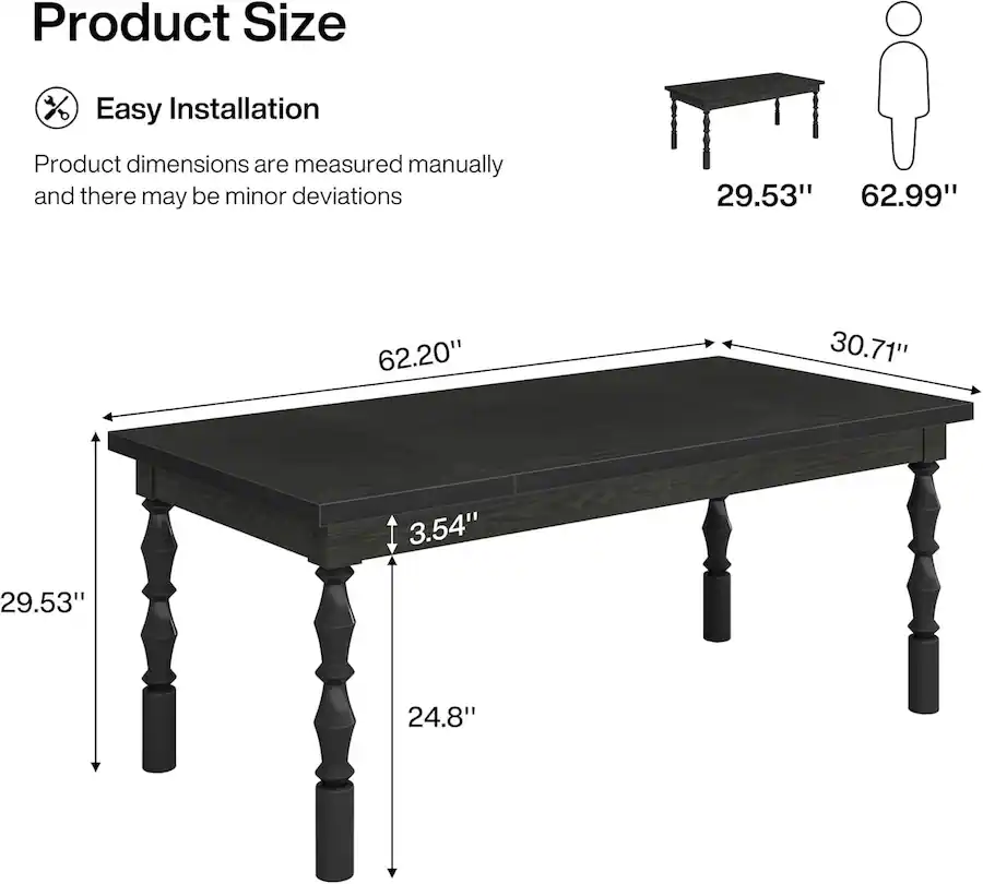 Timber Sizes Table Tribesigns Dining Table with Engineered Wood Construction, Adjustable ...