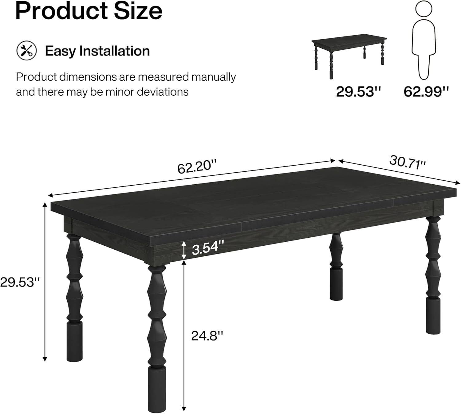 Tribesigns Dining Table with Engineered Wood Construction, Adjustable ...