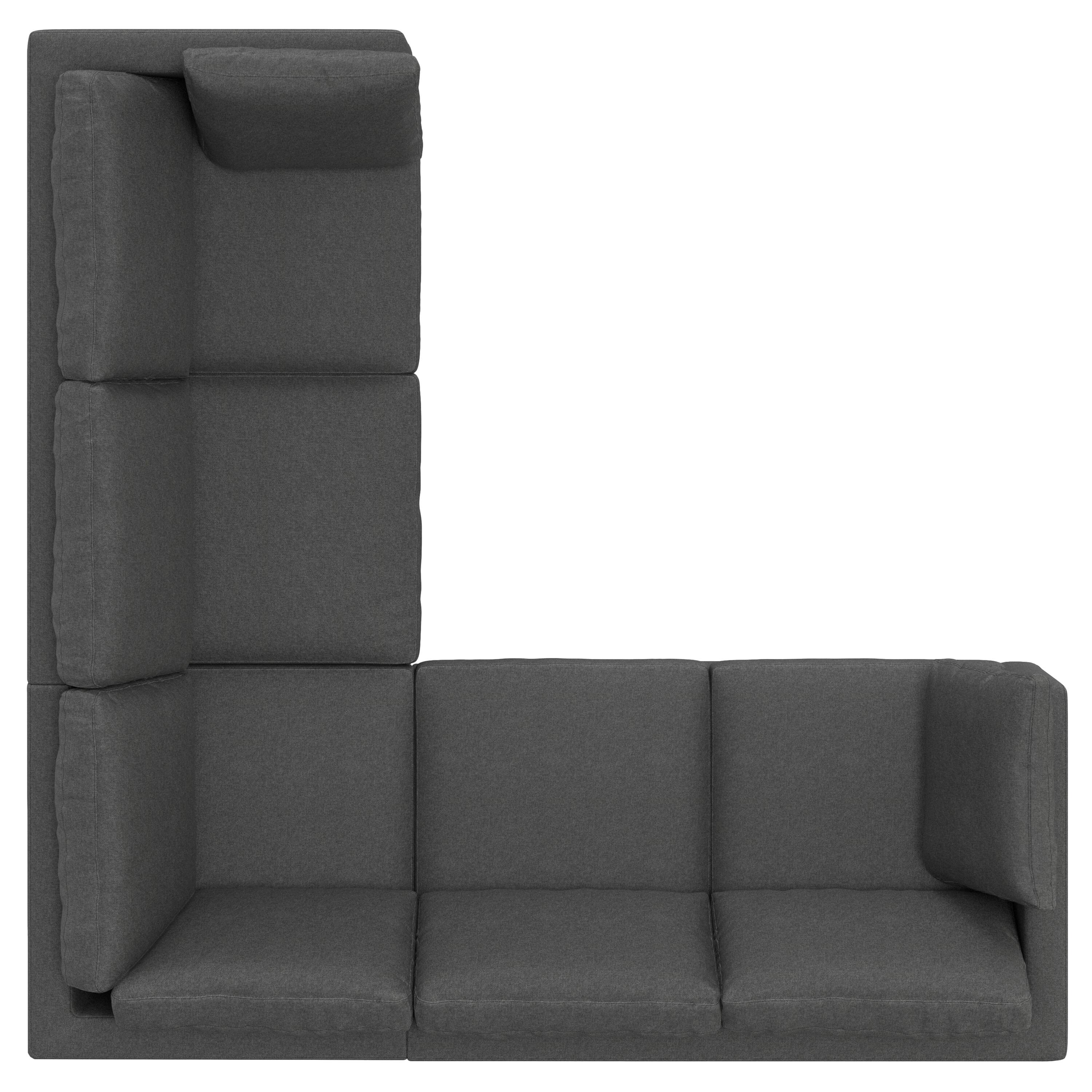 Alt View 5. Simpli Home - Ava Corner Sectional in Tightly Woven Performance Fabric - Pebble Grey.