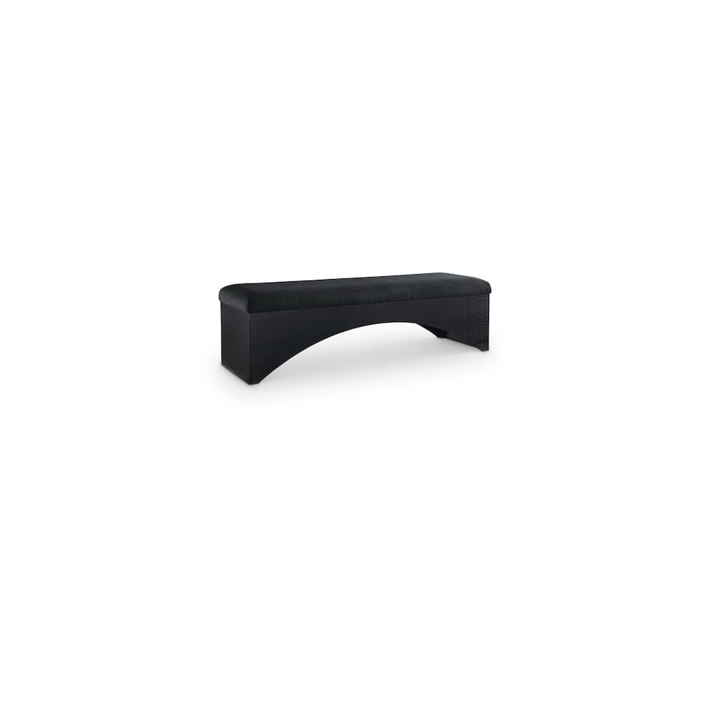 Meridian Furniture - Lawson Velour Fur Fabric Bench - Black