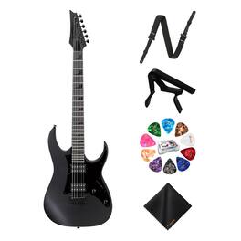 Ibanez - 6-String Solid-Body Electric Flat Guitar, Full Right Handed Bundle - Black
