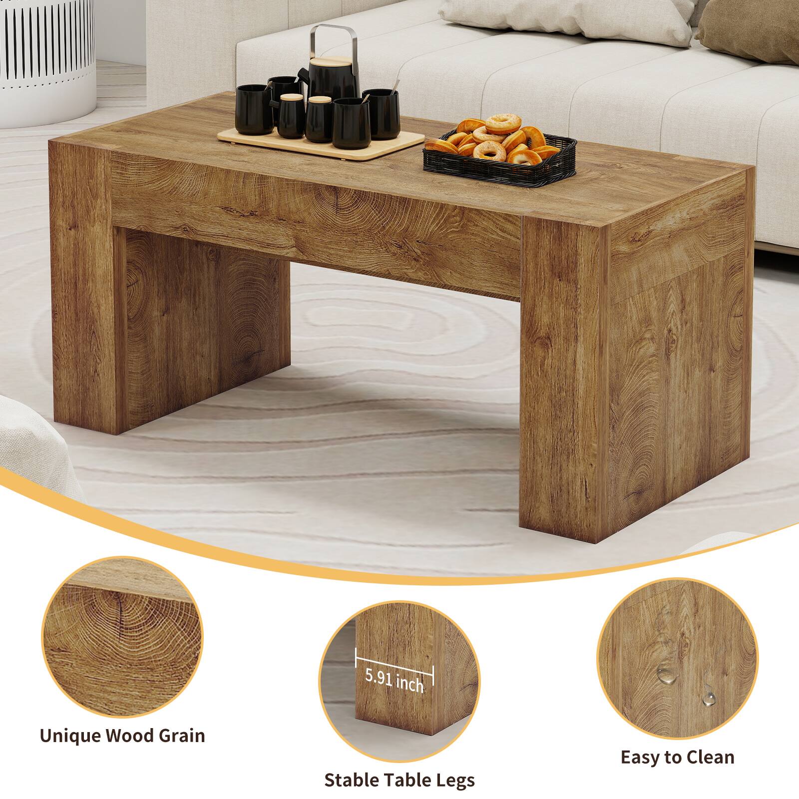 5.91 inch Unique Wood Grain Stable Table Legs Easy to Clean
