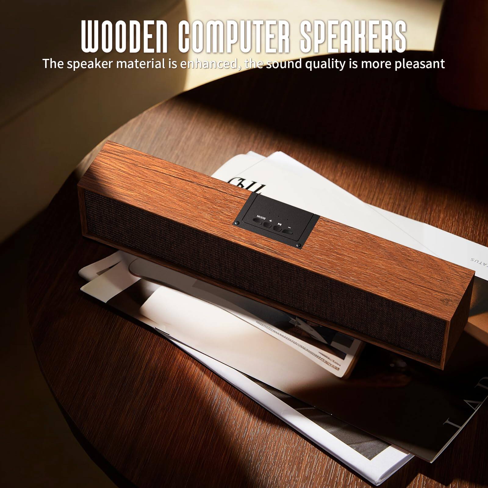 WOODEN COMPUTER SPEAKERS  
The speaker material is enhanced, the sound quality is more pleasant