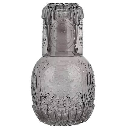 Front. Jay Import - Gray Glass 2-Piece Carafe Set 30.43 OZ. - Gray.