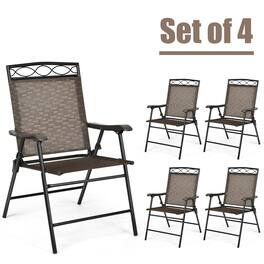Gymax - 4PCS Folding Chairs Patio Garden Outdoor w/ Steel Frame Armrest Footrest - as pic
