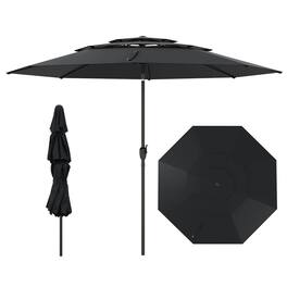 Costway - 10 ft 3-tier Vented Patio Umbrella Large Market Table Umbrella Outdoor Sun Shade - Black