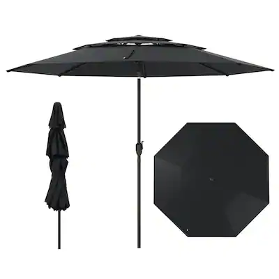 best buy 10 foot patio umbrellas Choice Products 10ft Offset Hanging Outdoor Market Umbrella w/ Easy Tilt Adjustment as its lowest point rests 79 inches from the ground Costway - 10 ft 3-tier