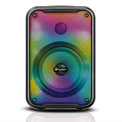 Front. TopTech - BLADE-8 8" Wireless Bluetooth Speaker, TWS, Flame Lights - Black.