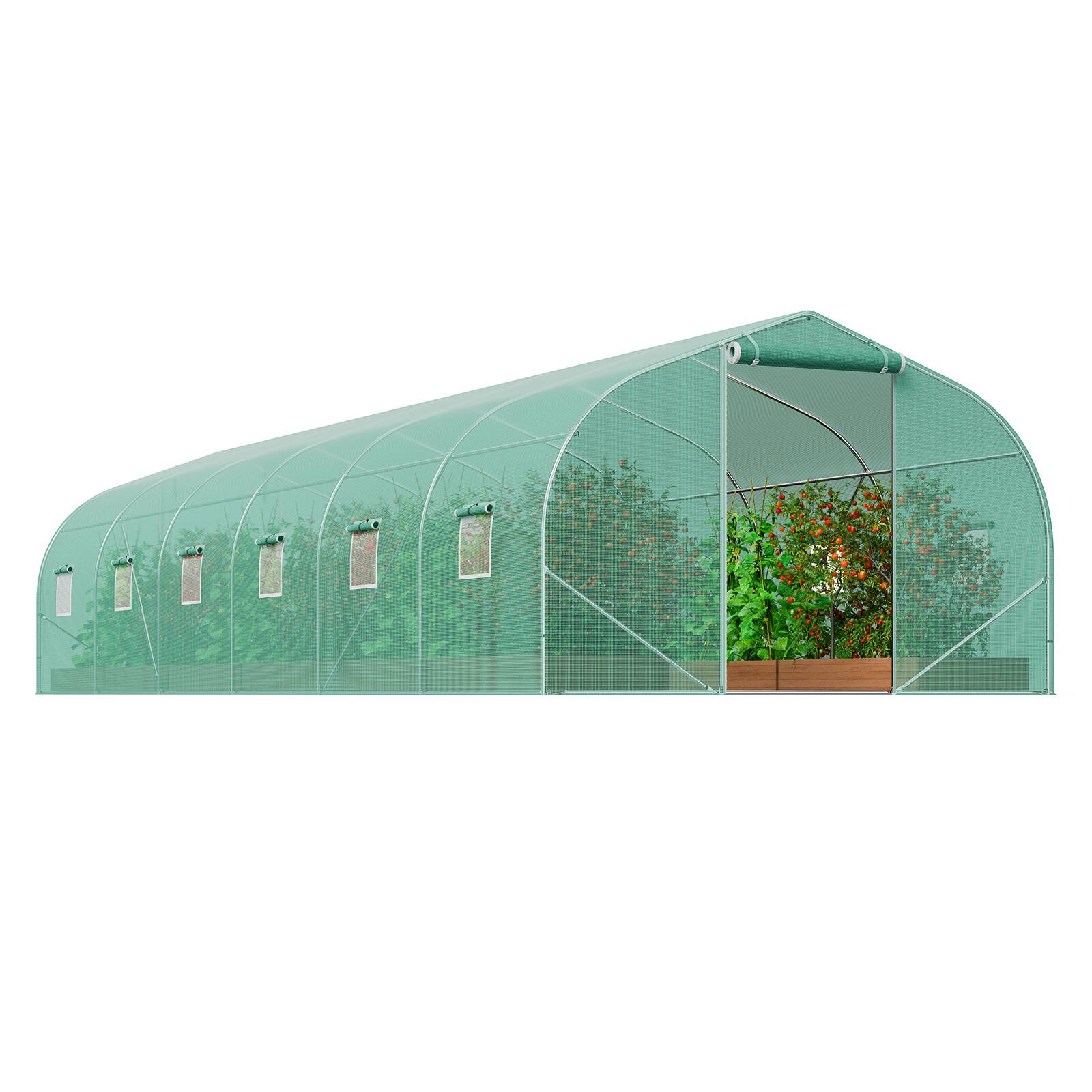 Alt View 5. VEVOR - Walk-in Tunnel Greenhouse, 29.5x9.8x6.6 ft Hoop House Greenhouse Tunnel, Peaked Roof Plant Hot House - Green.