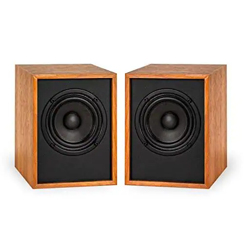 Front. Pacoar Cade - Huntley Bookshelf Speakers Built-in Amplifier Drivers Turntable Wireless Music Streaming Featuring Rca Aux (ebb10) - Teak.