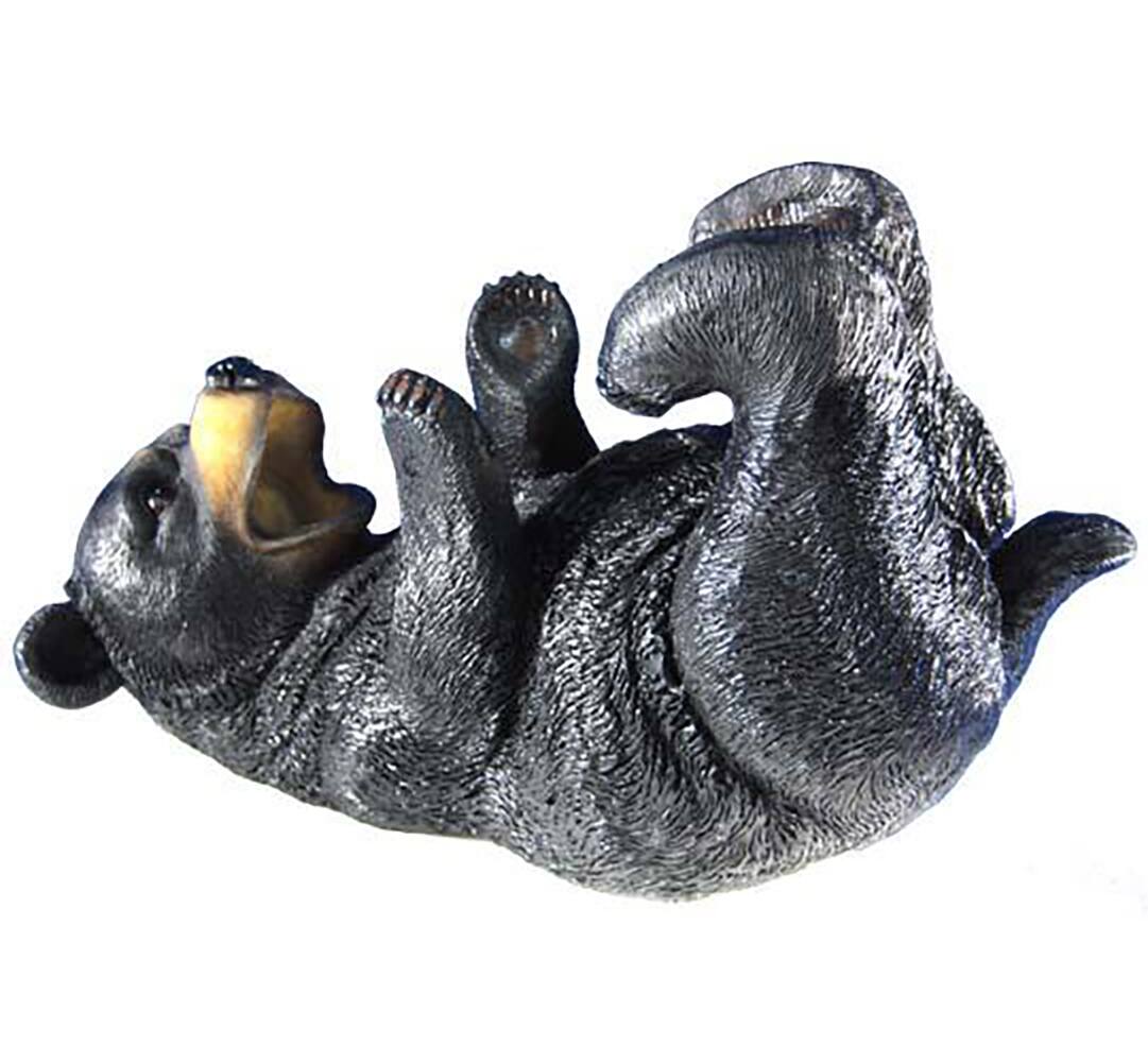 Front. Zeckos - Playful Bear Cub Wine Bottle Holder Kitchen Decor - Black.
