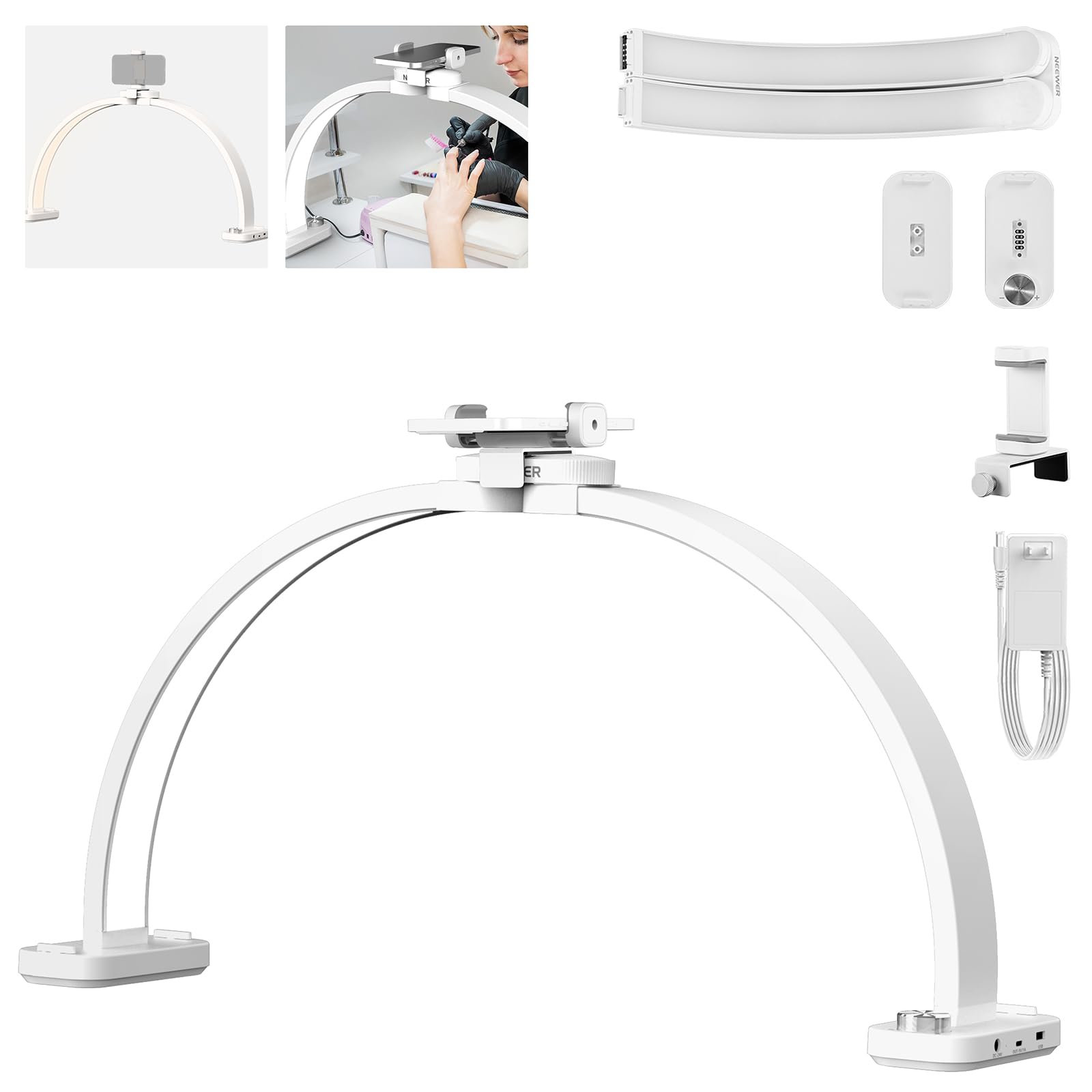 Front. Neewer - 29" Foldable Arc Lamp for Desk - 40W Half Moon LED Light for Nail, Makeup & Overhead Video.