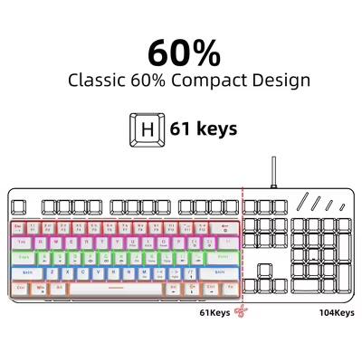 60% Classic 60% Compact Design  
61 keys  

H  
61 keys  
104 keys