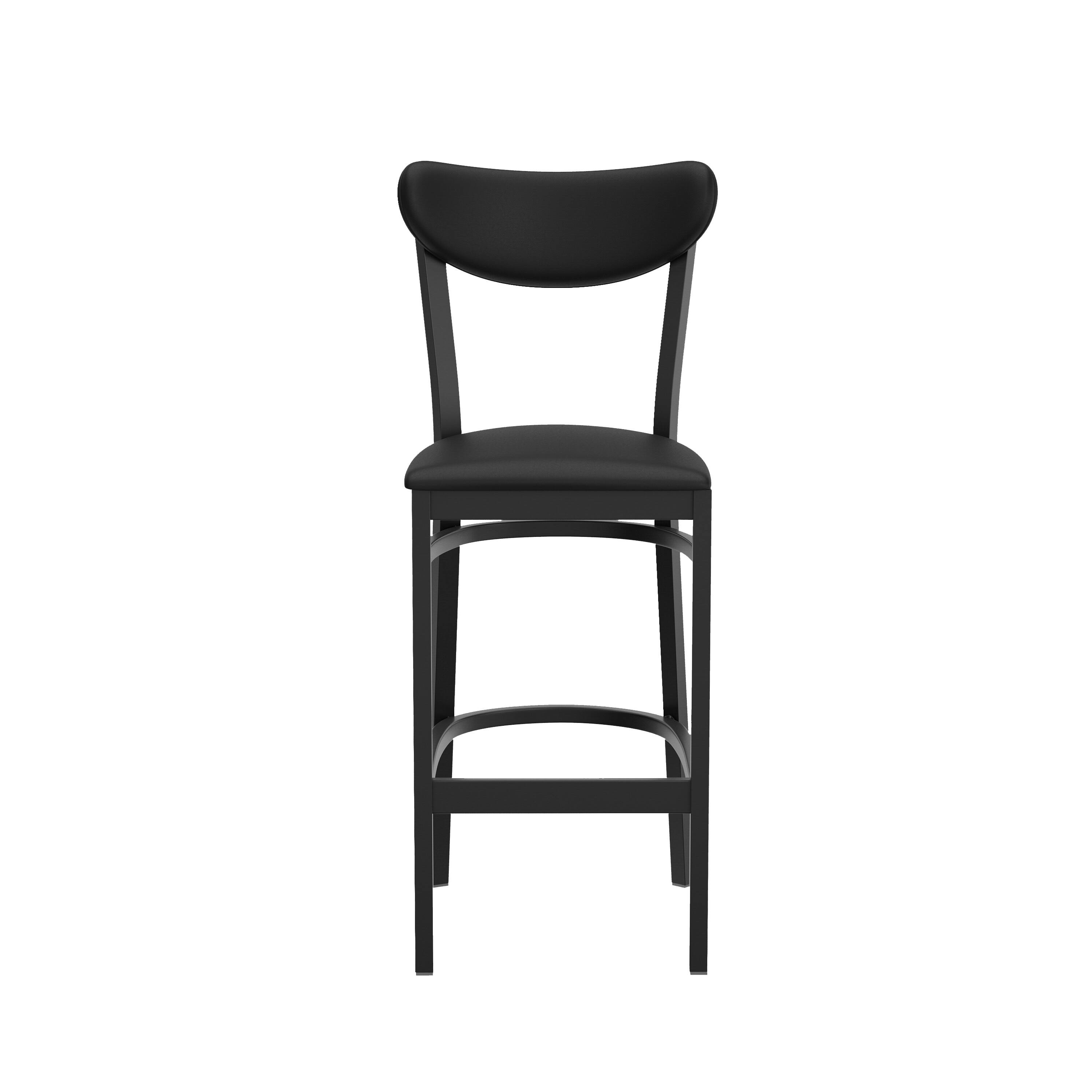 Angle. Flash Furniture - Wright Commercial Barstool with 500 LB. Capacity Black Steel Frame, Black Vinyl Boomerang Back, and Black Vinyl Seat - Black.
