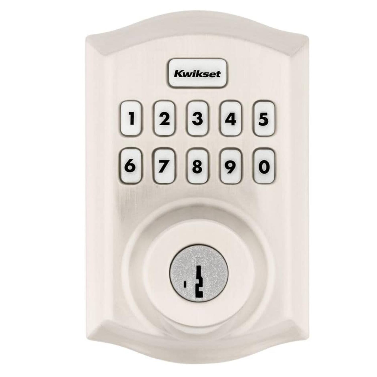 Front. Kwikset - Home Connect 620 Smart Lock Deadbolt with Z-Wave Technology 98690-001 - Satin Nickel.