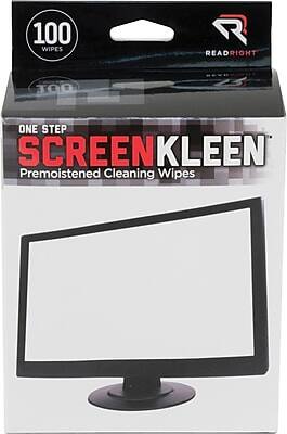 100 WIPES  
READRIGHT  
ONE STEP SCREENKLEEN  
Premoistened Cleaning Wipes