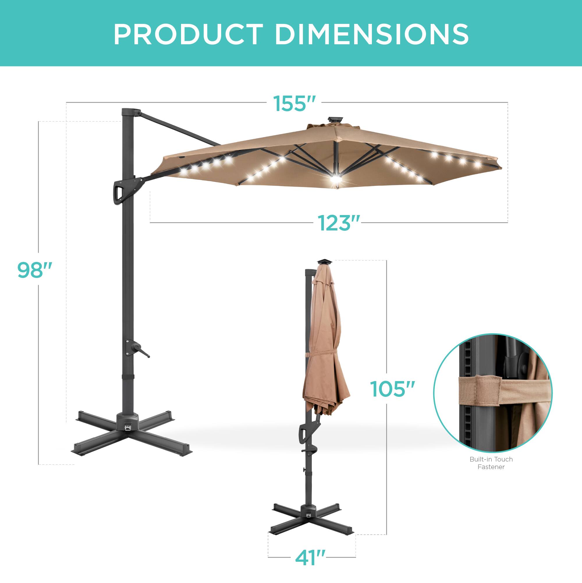 PRODUCT DIMENSIONS

- 155"
- 123"
- 98"
- 105"
- 41"

Built-in Touch Fastener