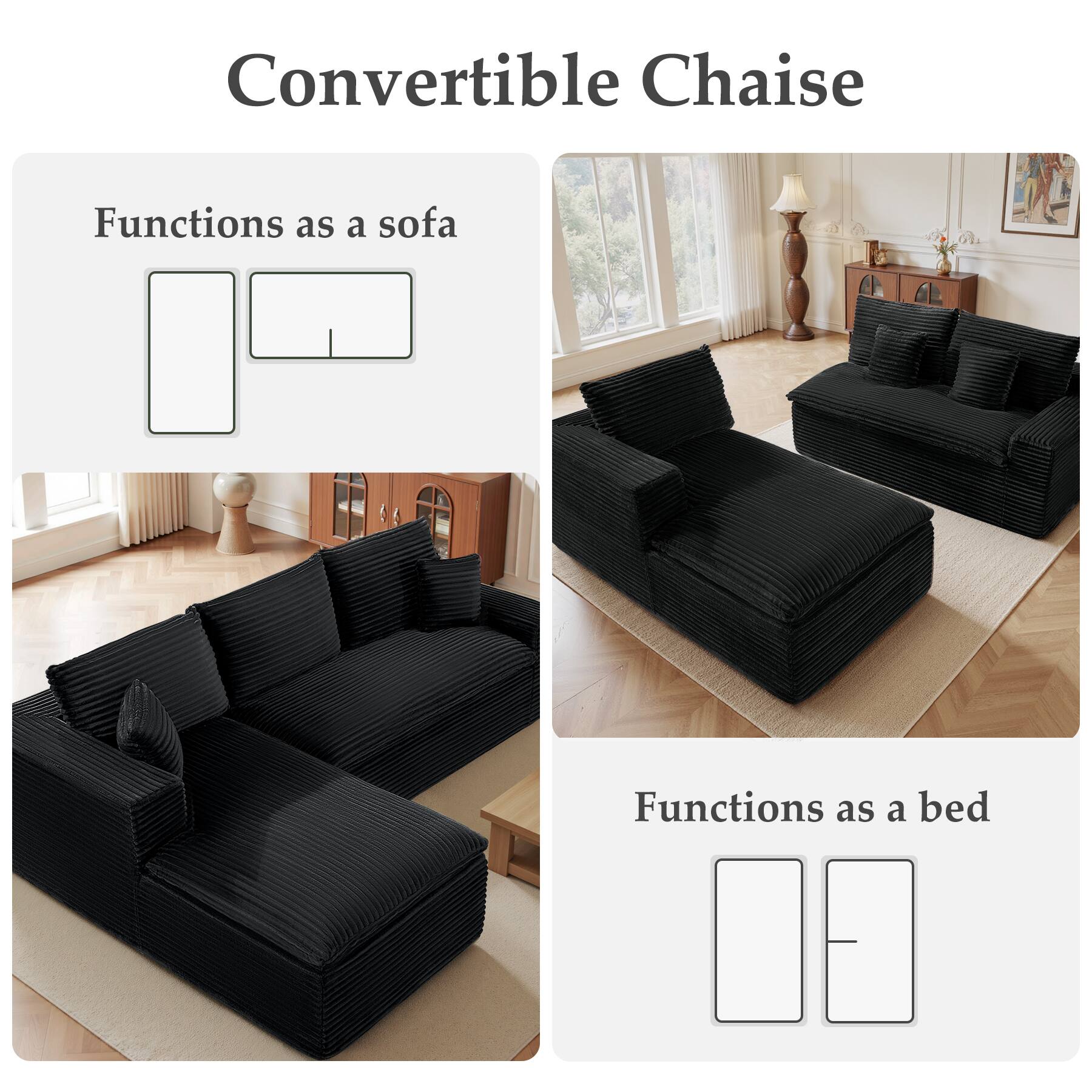 Convertible Chaise

Functions as a sofa

Functions as a bed