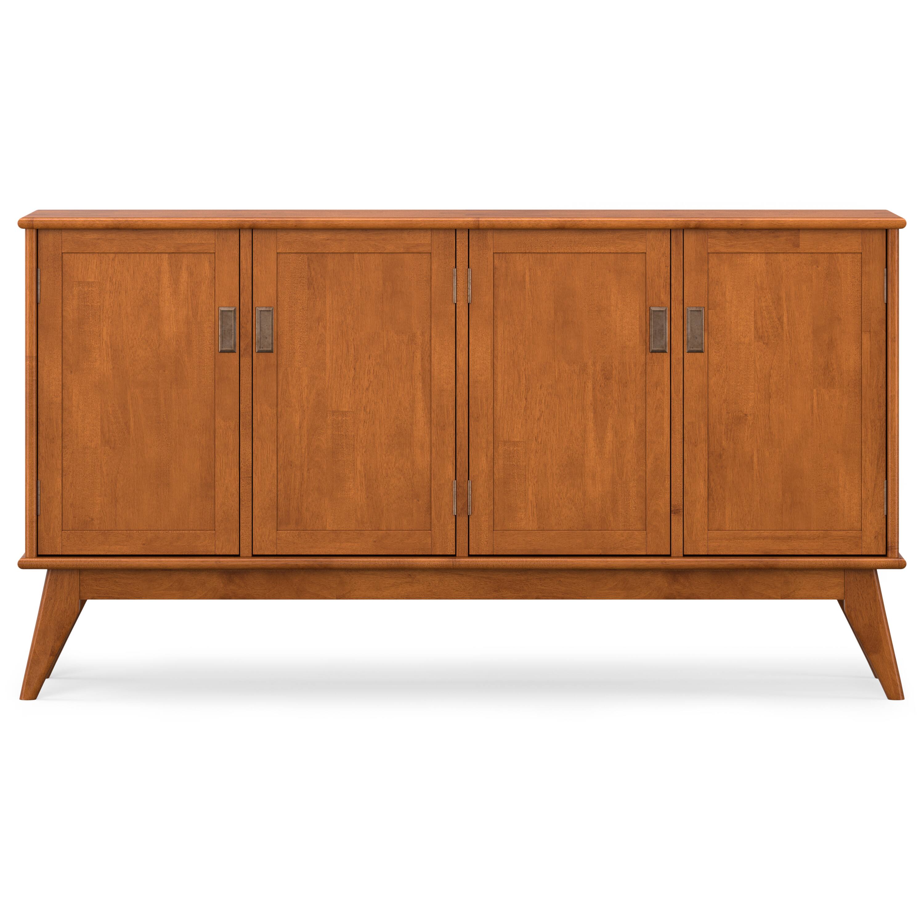 Left. Simpli Home - Draper SOLID HARDWOOD Mid Century 4 Door Sideboard Buffet in Teak Brown - Teak Brown.