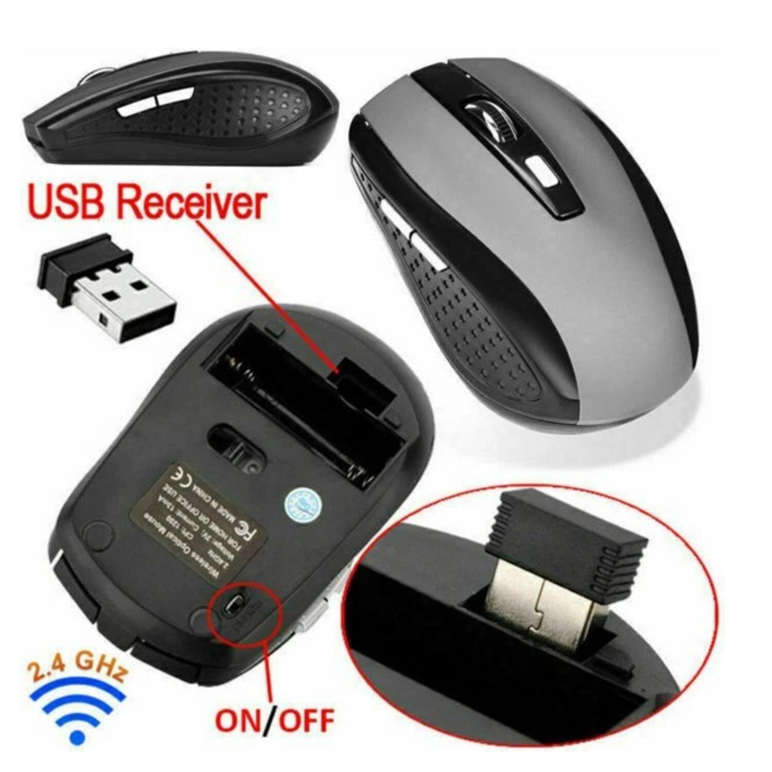 USB Receiver  
2.4 GHz  
ON/OFF  

USB Receiver  
3.13mA  
CHINA  
OALICE  
N Mouse  
Current Output  
NYDE  
Optical  
5  
N  
3MOH  
FOR Wireless  
BOFT