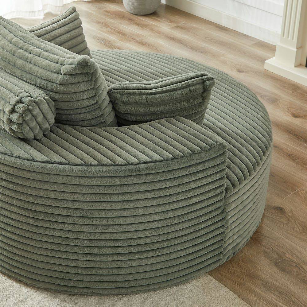 Angle. Resenkos - 55"L Corduroy Single Sofa, Fluffy Modern Sleeper Chair for Living Room & Bedroom, No Assembly, Green - Green.