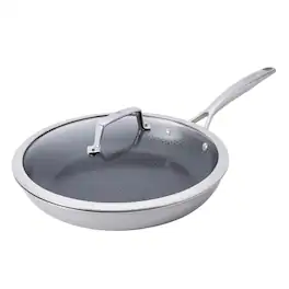 Henckels - Paradigm Ceramic 12-inch Dual Performance Fry Pan with Lid - Stainless Steel