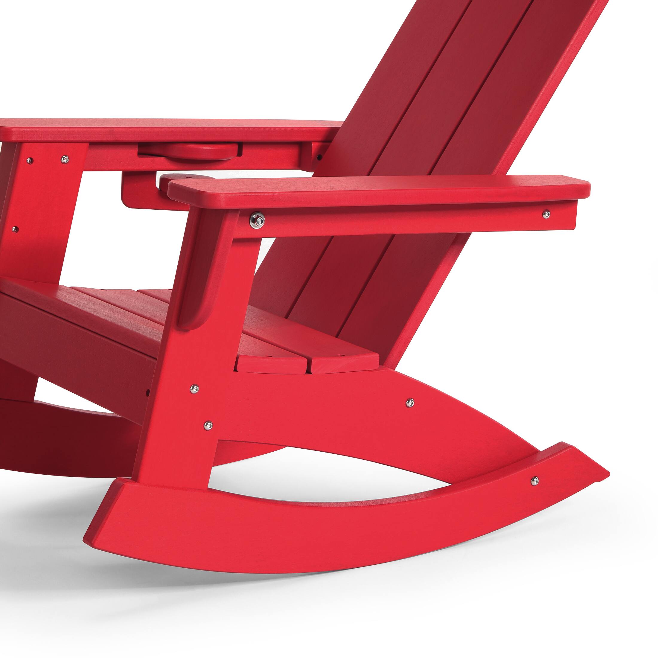 Alt View 6. WestinTrends - WestinTrends Ashore Outdoor HDPE Plastic Preschool Toddler Modern Adirondack Rocking Chairs (Set of 2) - Red.