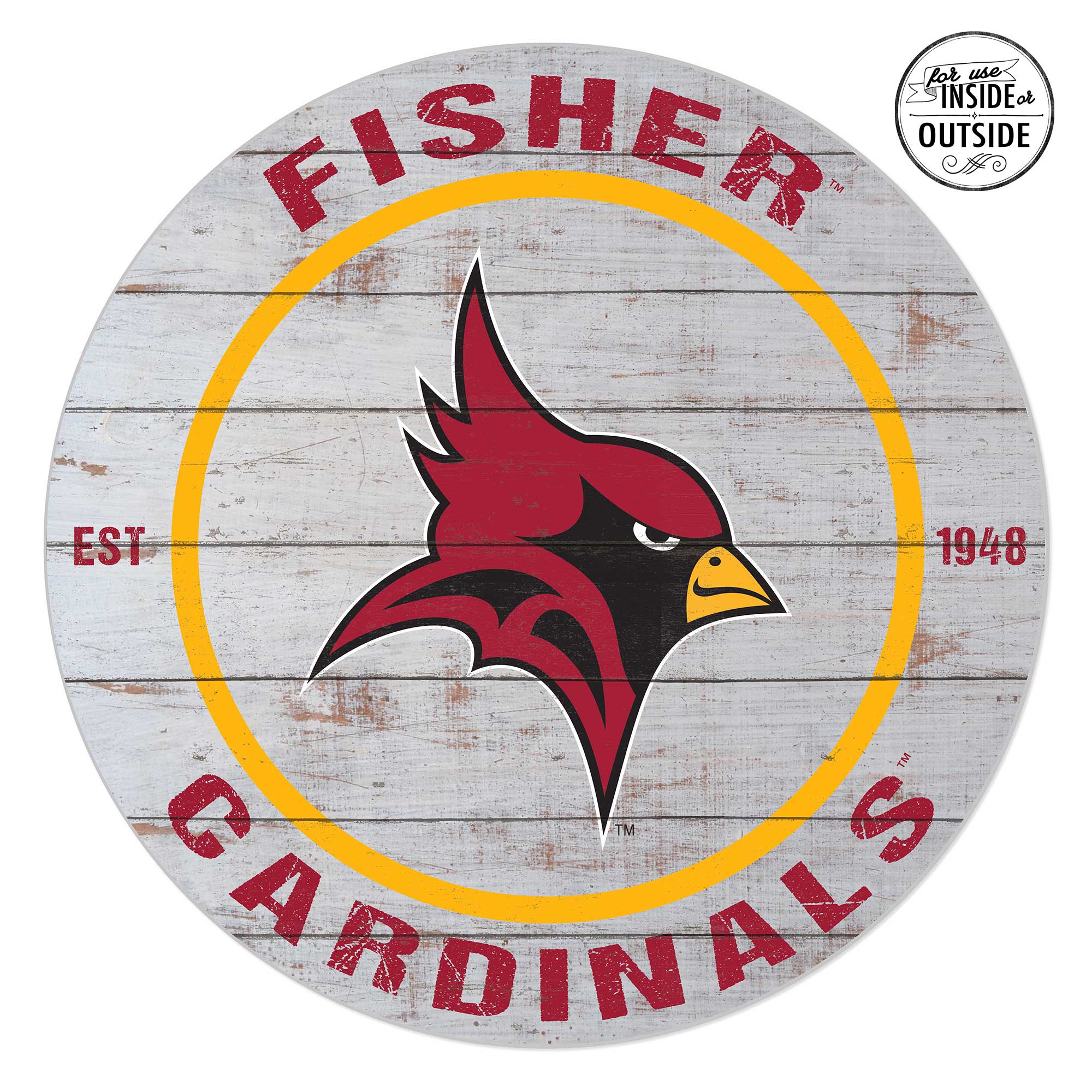 St. John Fisher Cardinals 20'' x 20'' Indoor/Outdoor Weathered Circle Sign