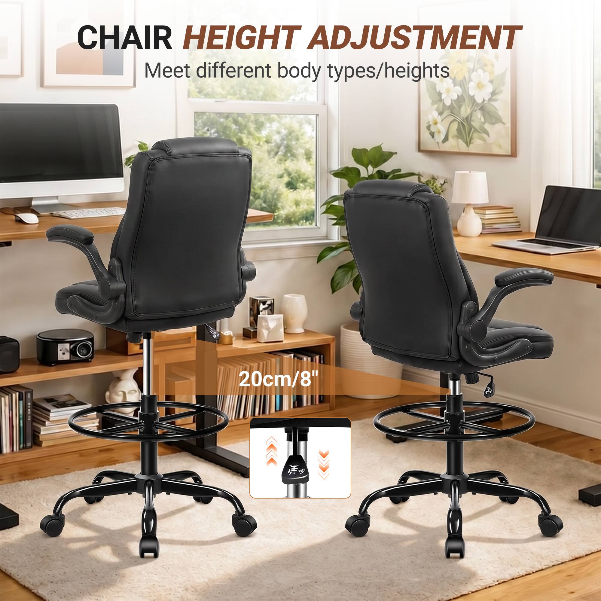 CHAIR HEIGHT ADJUSTMENT  
Meet different body types/heights  
20cm/8"