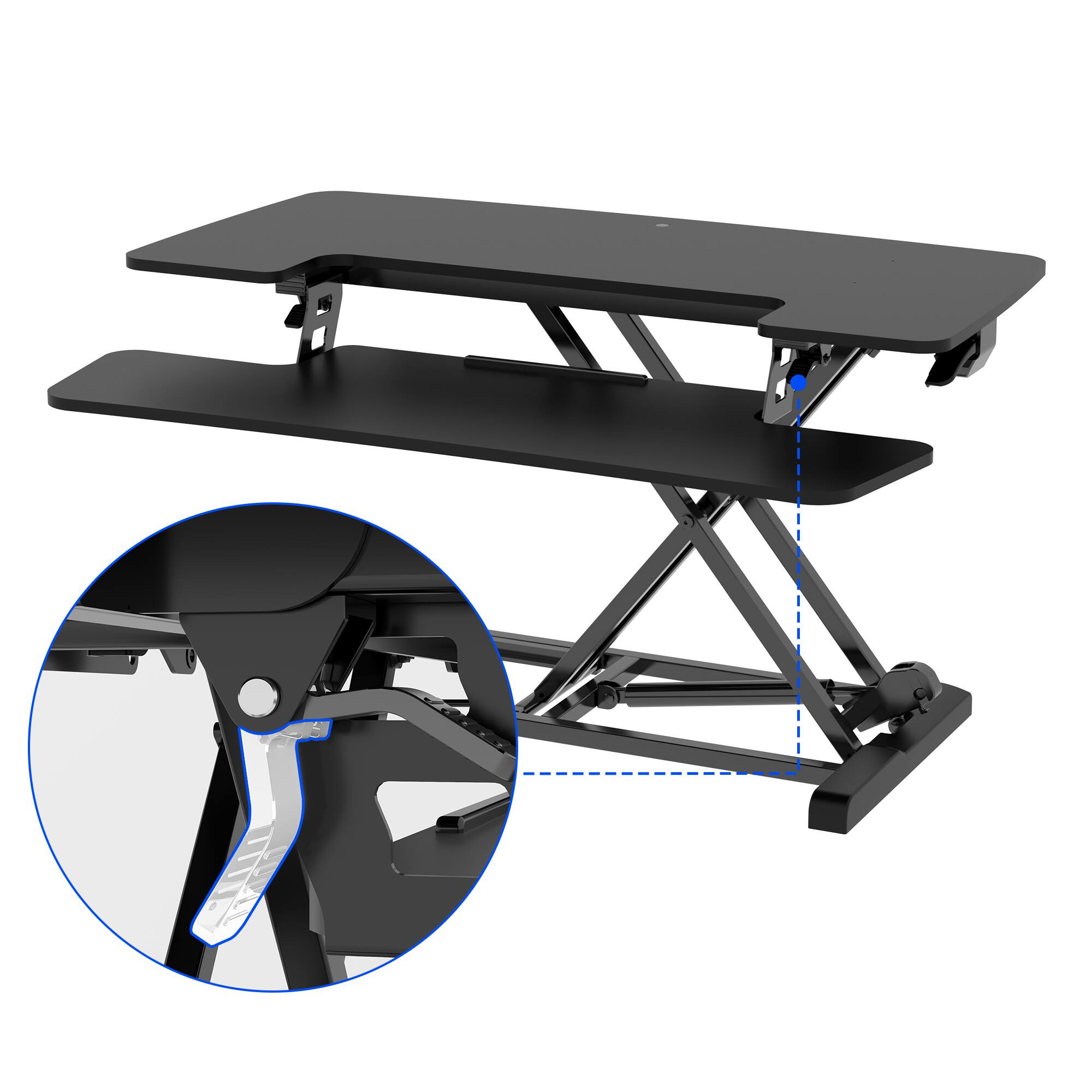 Left. FlexiSpot - FlexiSpot M7 Series 35"W Manual Adjustable Standing Desk Converter, Black - Black.
