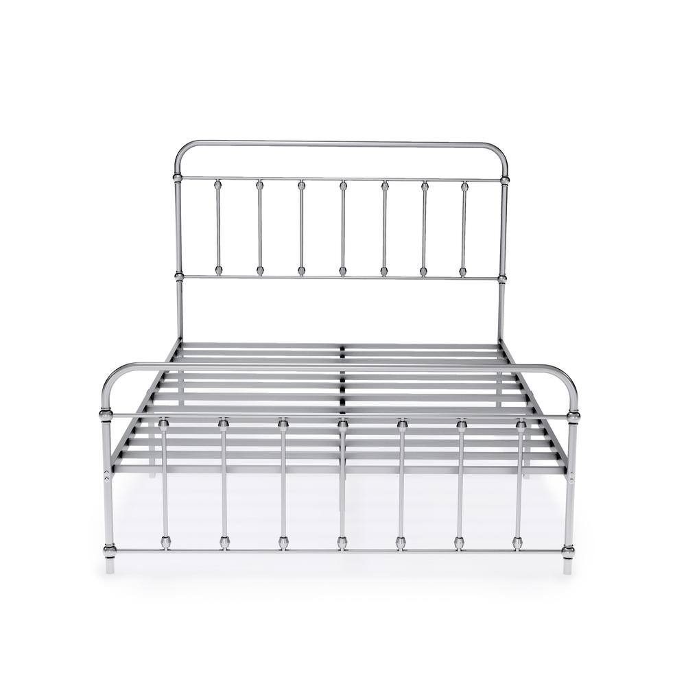 Angle. East West Furniture - Garland Full Bed Frame with 6 Metal Legs - Magnificent Bed Frame in Powder Coating Silver Color - Silver.