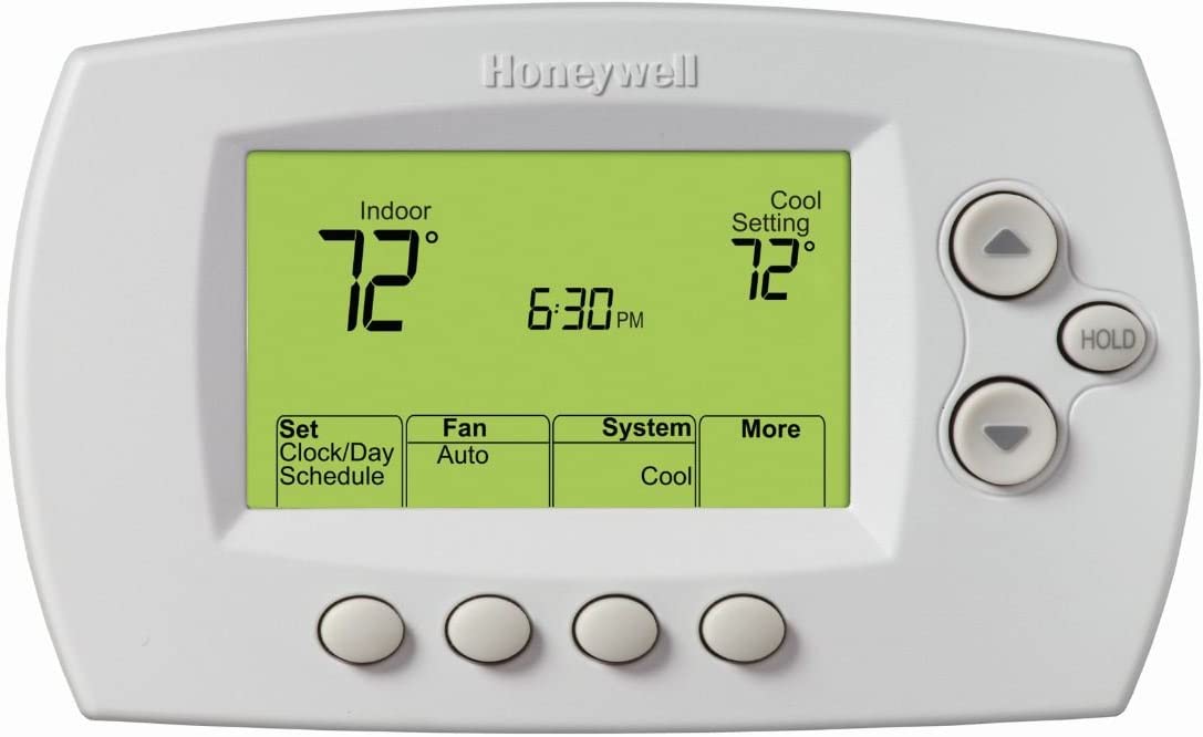 Honeywell Indoor 72
6:30 PM
Cool Setting 72
HOLD
Set Fan Clock/Day Auto Schedule System Cool More