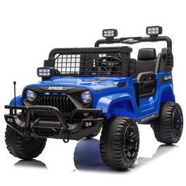 BreeBe - 24V Two-Seater Kids Ride-On Electric Truck, 2WD, Parental Remote, Suspension, LED Lights, Bluetooth, Music, Ages 2-6 - Blue