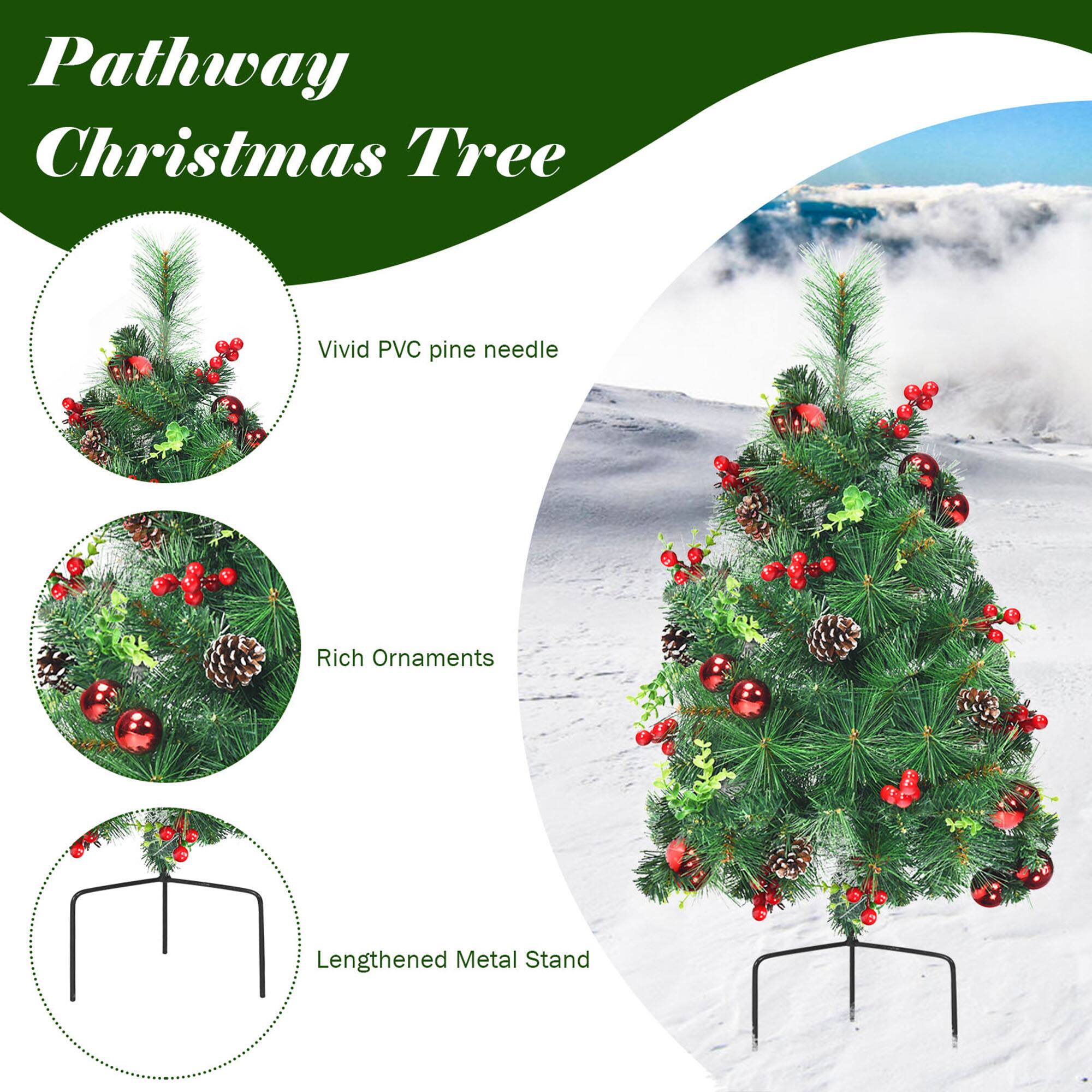 Pathway Christmas Tree

- Vivid PVC pine needle
- Rich Ornaments
- Lengthened Metal Stand