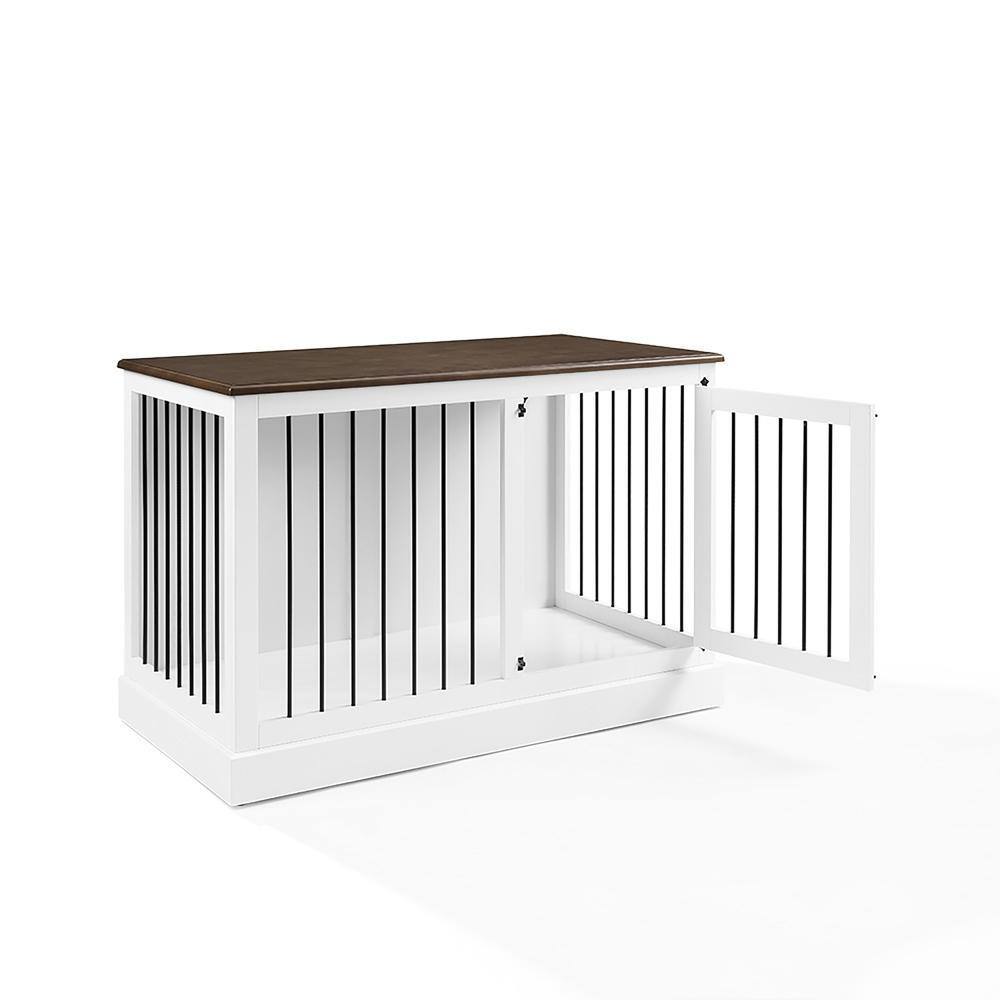 Left. Crosley Furniture - Winslow Small Credenza Dog Crate - White.