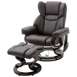 Hivvago - Adjustable Faux Leather Remote Massage Recliner Chair w/ Ottoman - Brown