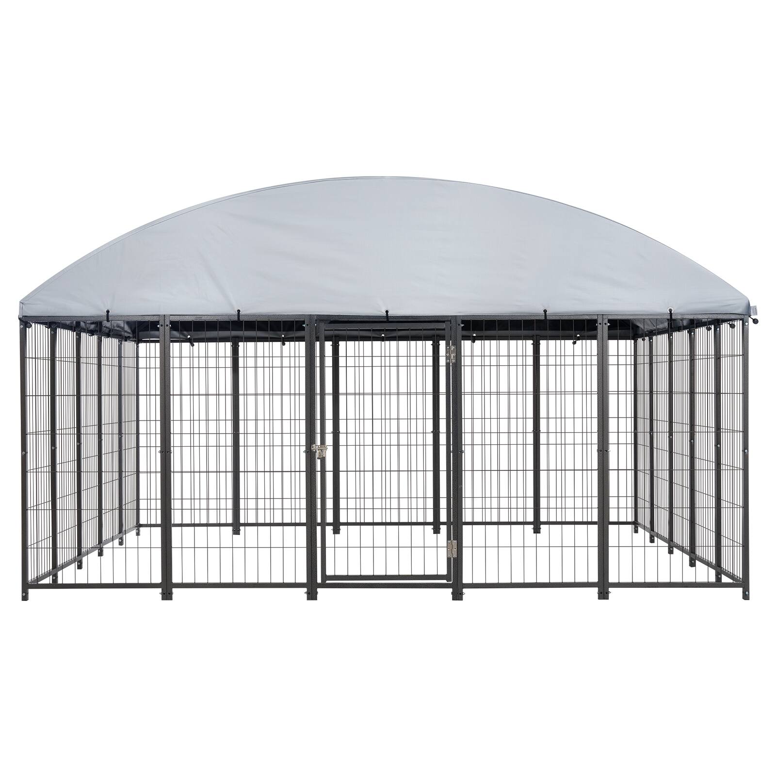 Alt View 5. VEVOR - Outdoor Dog Kennel, 9.8 x 9.8 x 5.4 ft Large Dog Kennel with Secure Lock, Outside Dogs Enclosures with UV-Resistant - Black with Silver Accents + Silver Gray.