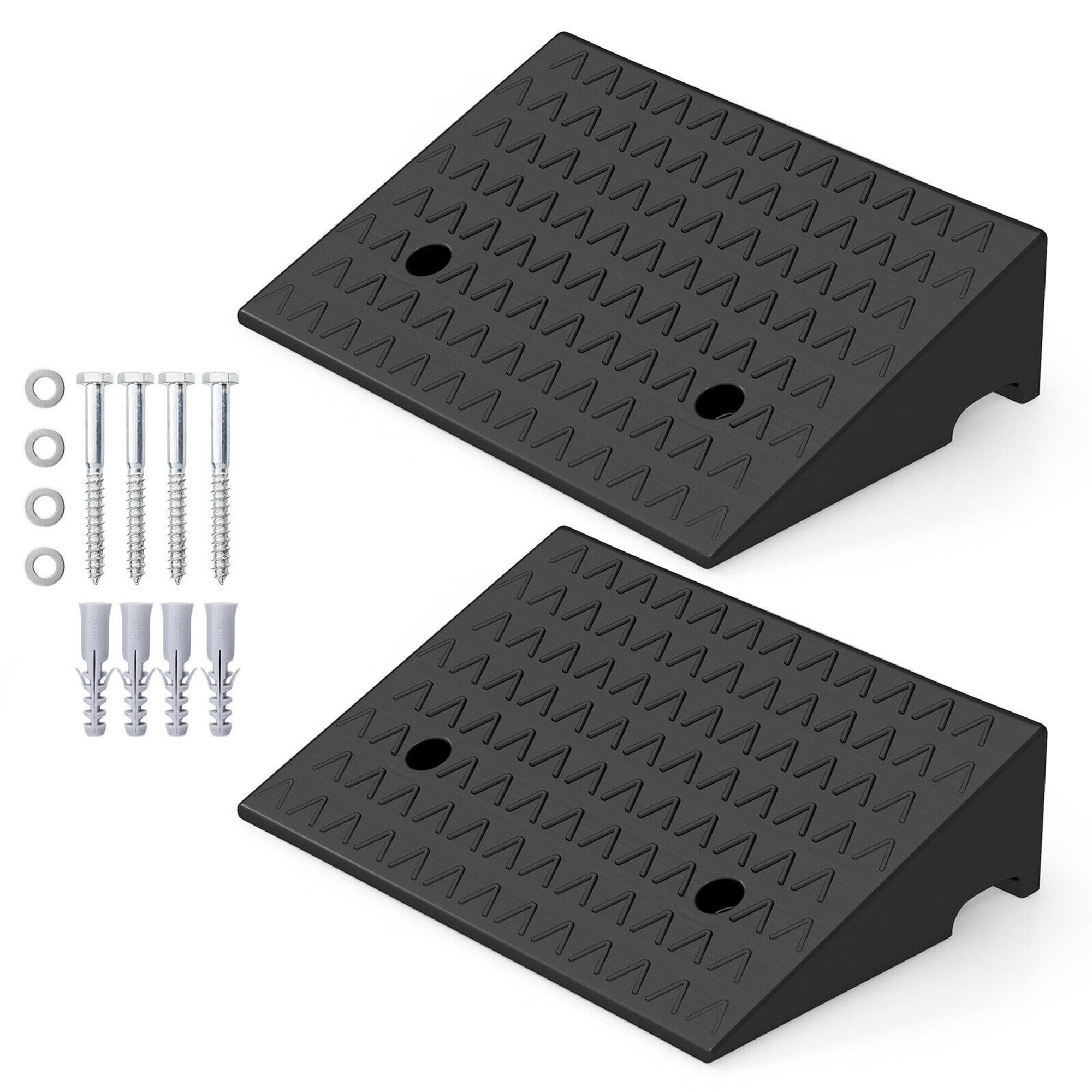 Front. Gymax - Gymax 2 Pack Rubber Curb Ramp w/ 6800 LBS Load Capacity 5'' Raised Height Wheelchairs - Black.