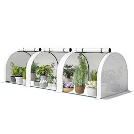 Outsunny - 9.7' L x 3' W x 2.5' H Portable Tunneled Greenhouse with 3 Zippered Doors - White
