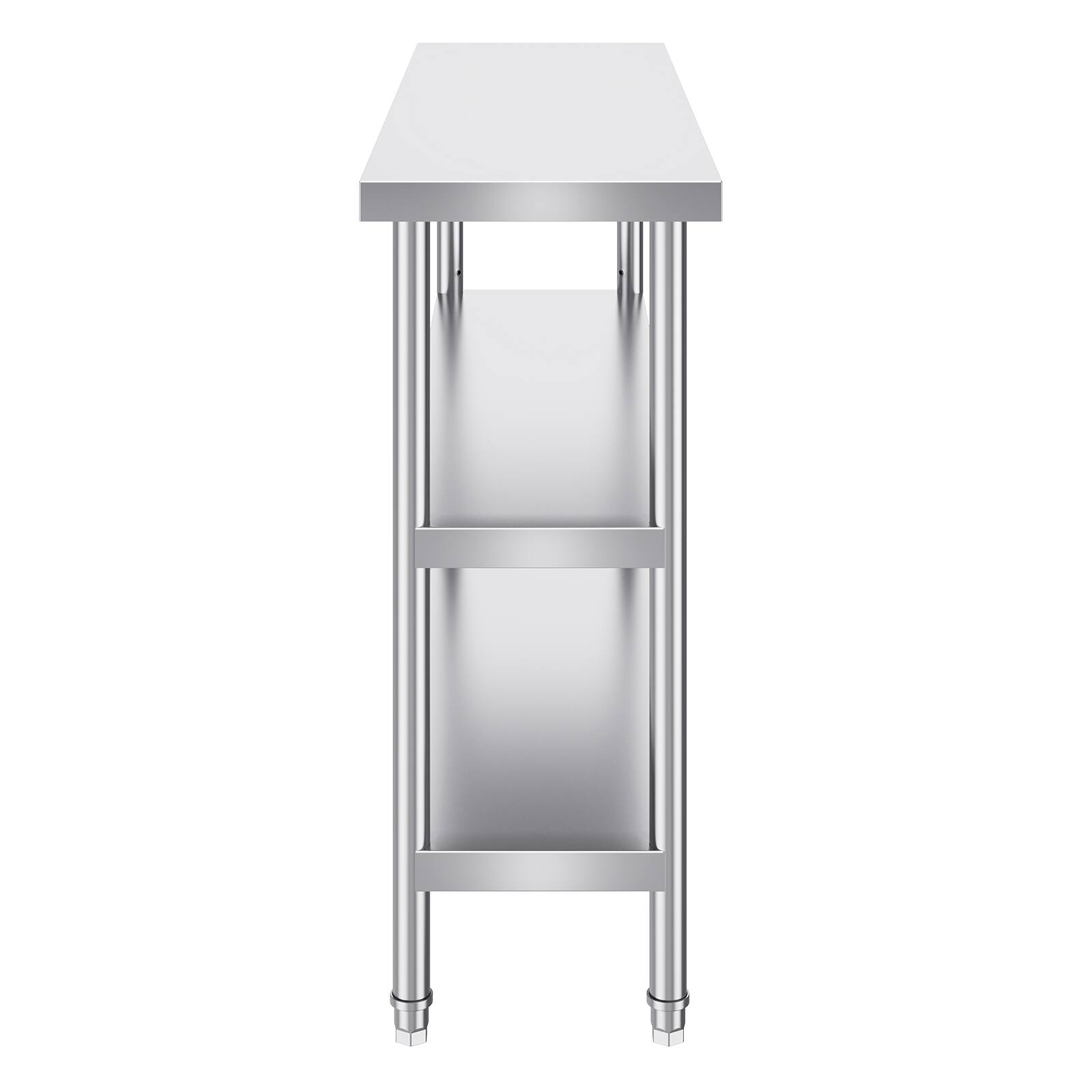 Alt View 5. VEVOR - Stainless Steel Food Prep Table, 14 x 48 x 34 Inch Commercial Kitchen Worktable, with 2 Adjustable Undershelf - Silver.